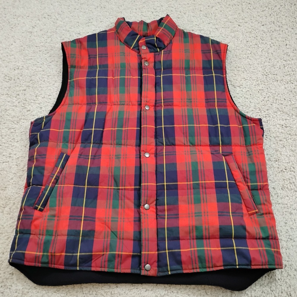 Vintage Gap Jacket Mens L Red Mountain Country Mtn Puffer Vest Snap Plaid 90s